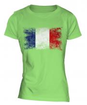 France Distressed Flag Ladies T-Shirt