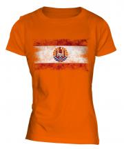 French Polynesia Distressed Flag Ladies T-Shirt