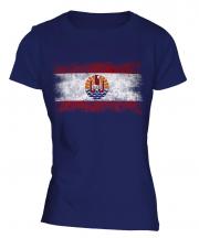 French Polynesia Distressed Flag Ladies T-Shirt