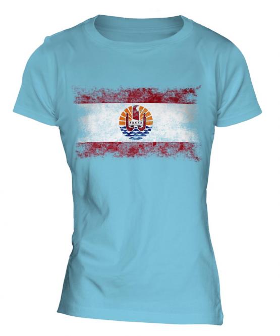 French Polynesia Distressed Flag Ladies T-Shirt