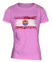 French Polynesia Distressed Flag Ladies T-Shirt