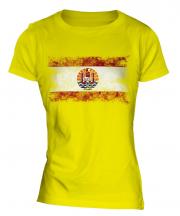 French Polynesia Distressed Flag Ladies T-Shirt