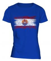 French Polynesia Distressed Flag Ladies T-Shirt