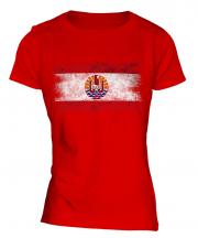 French Polynesia Distressed Flag Ladies T-Shirt