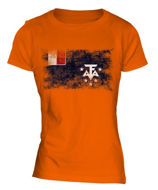 French Southern And Antarctic Lands Distressed Flag Ladies T-Shirt