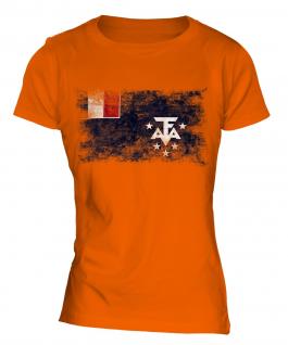 French Southern And Antarctic Lands Distressed Flag Ladies T-Shirt