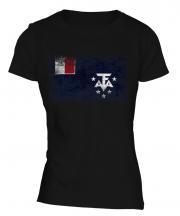 French Southern And Antarctic Lands Distressed Flag Ladies T-Shirt
