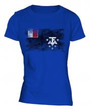 French Southern And Antarctic Lands Distressed Flag Ladies T-Shirt