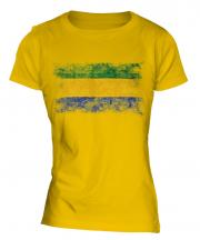 Gabon Distressed Flag Ladies T-Shirt