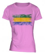 Gabon Distressed Flag Ladies T-Shirt