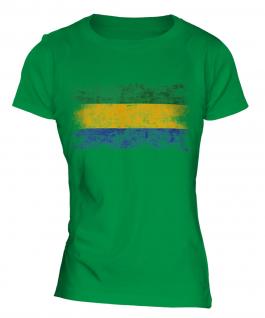 Gabon Distressed Flag Ladies T-Shirt