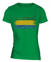 Gabon Distressed Flag Ladies T-Shirt