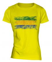 Gabon Distressed Flag Ladies T-Shirt