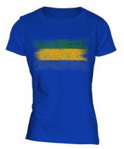 Gabon Distressed Flag Ladies T-Shirt