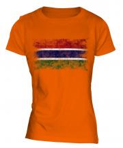 Gambia Distressed Flag Ladies T-Shirt