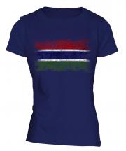 Gambia Distressed Flag Ladies T-Shirt