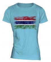 Gambia Distressed Flag Ladies T-Shirt