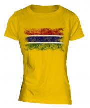 Gambia Distressed Flag Ladies T-Shirt