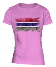 Gambia Distressed Flag Ladies T-Shirt