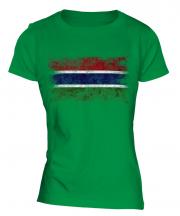 Gambia Distressed Flag Ladies T-Shirt