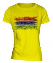 Gambia Distressed Flag Ladies T-Shirt