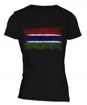 Gambia Distressed Flag Ladies T-Shirt