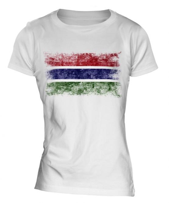 Gambia Distressed Flag Ladies T-Shirt