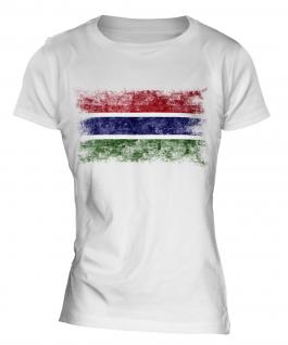 Gambia Distressed Flag Ladies T-Shirt