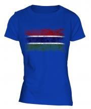 Gambia Distressed Flag Ladies T-Shirt