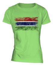 Gambia Distressed Flag Ladies T-Shirt