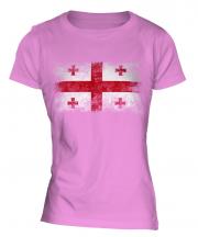 Georgia Distressed Flag Ladies T-Shirt