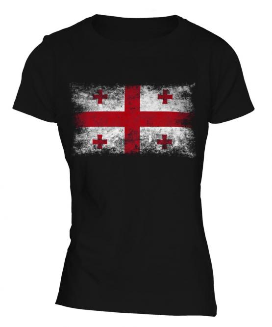 Georgia Distressed Flag Ladies T-Shirt