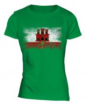 Gibraltar Distressed Flag Ladies T-Shirt