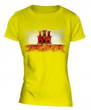 Gibraltar Distressed Flag Ladies T-Shirt