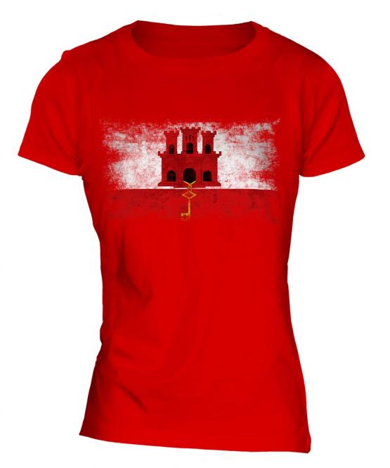 Gibraltar Distressed Flag Ladies T-Shirt