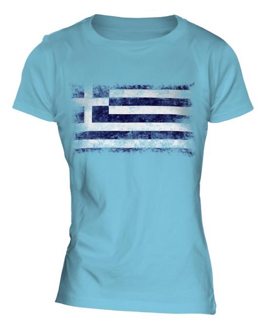 Greece Distressed Flag Ladies T-Shirt
