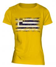 Greece Distressed Flag Ladies T-Shirt