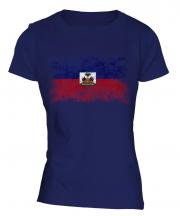 Haiti Distressed Flag Ladies T-Shirt