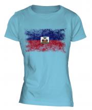 Haiti Distressed Flag Ladies T-Shirt