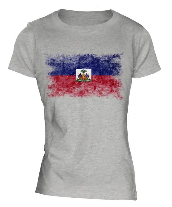 Haiti Distressed Flag Ladies T-Shirt