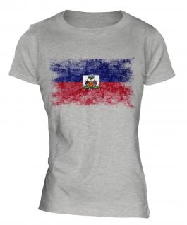 Haiti Distressed Flag Ladies T-Shirt
