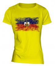 Haiti Distressed Flag Ladies T-Shirt