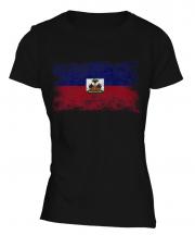 Haiti Distressed Flag Ladies T-Shirt