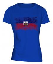 Haiti Distressed Flag Ladies T-Shirt