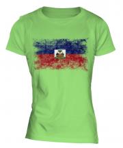Haiti Distressed Flag Ladies T-Shirt