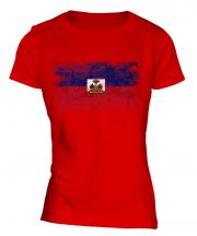 Haiti Distressed Flag Ladies T-Shirt