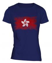 Hong Kong Distressed Flag Ladies T-Shirt