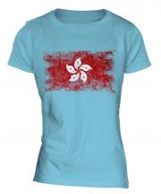 Hong Kong Distressed Flag Ladies T-Shirt