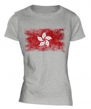 Hong Kong Distressed Flag Ladies T-Shirt