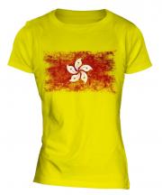 Hong Kong Distressed Flag Ladies T-Shirt